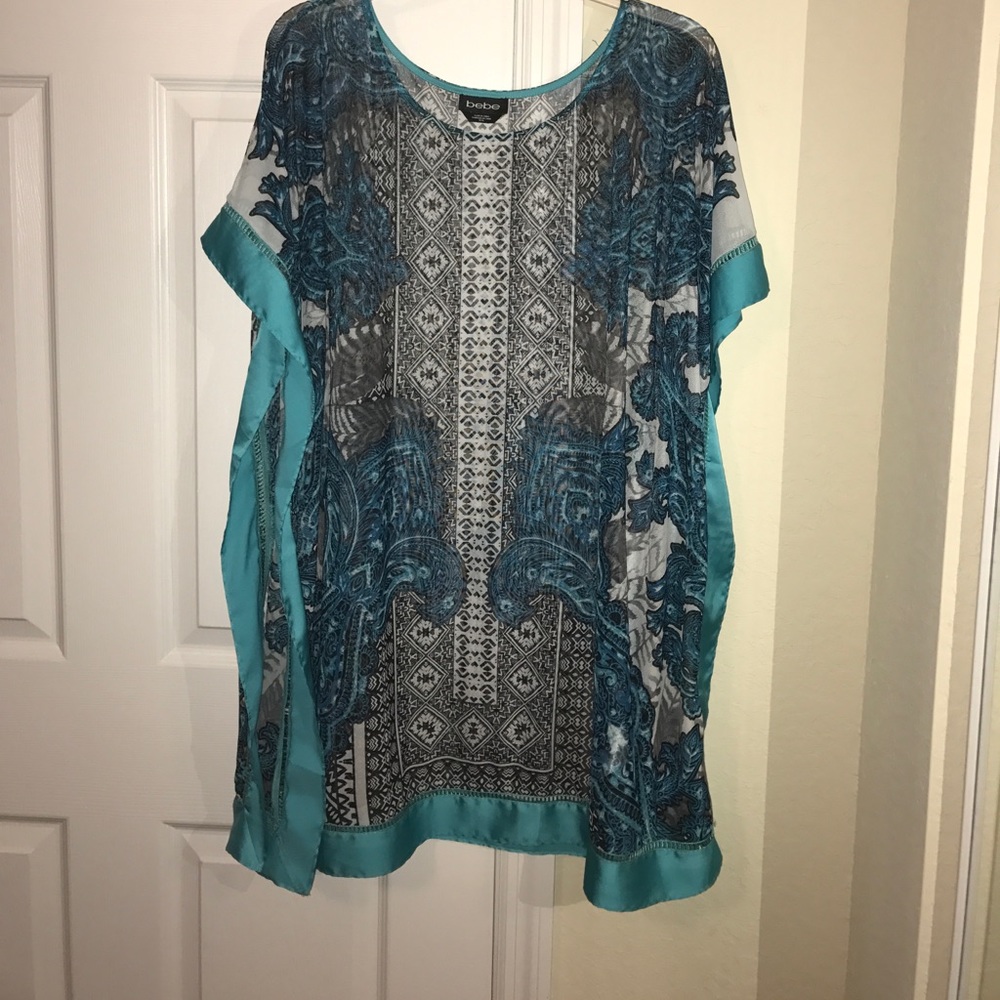 Bebe Blue Sheer Beach Coverup EUC