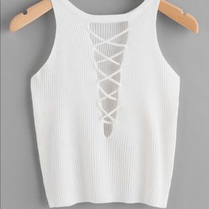 Cute Lace Up Back Ribbed Top