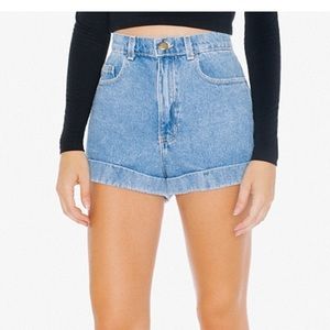 Demin High-Waist Cuff Short