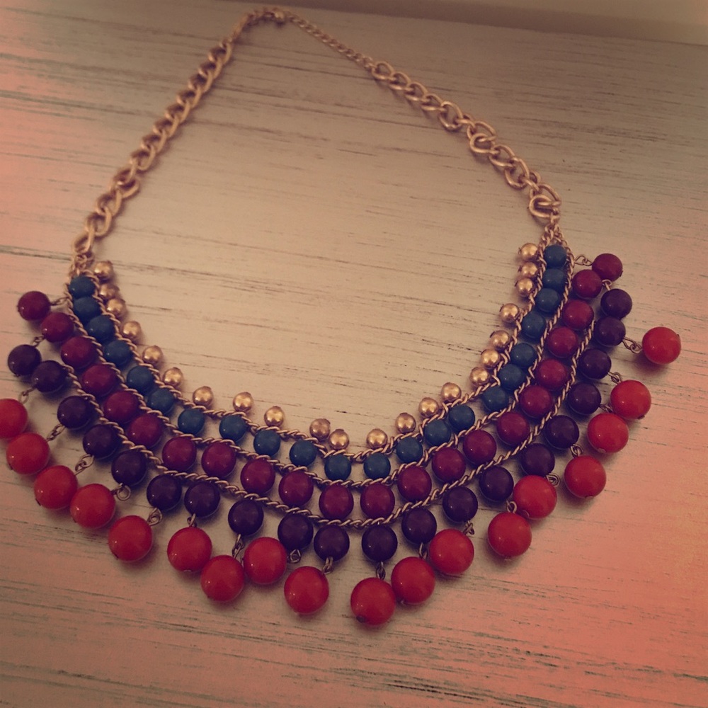 Colorful Beaded  bib necklace