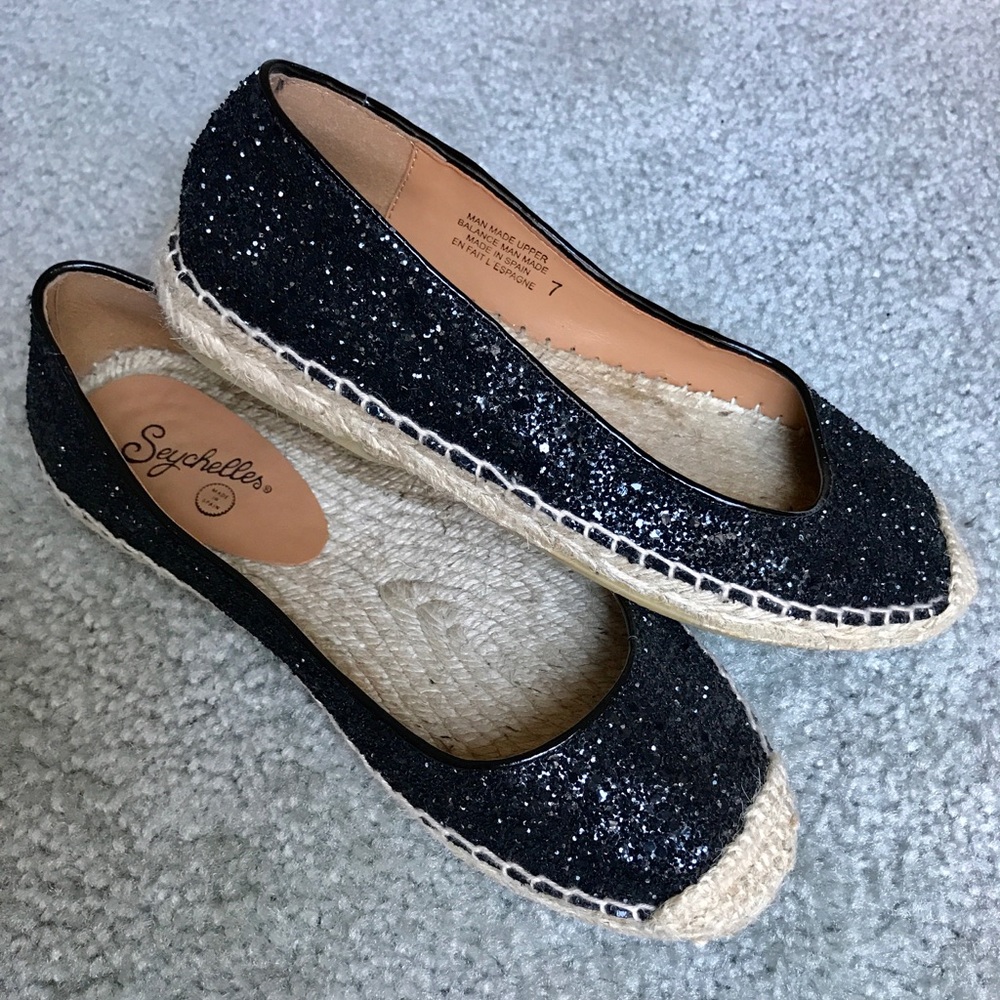 Seychelles black sparkle espadrilles / Nordstrom