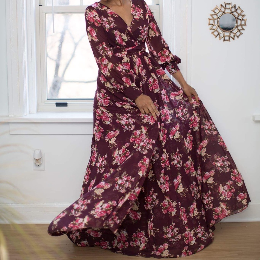 Maroon Floral Dress