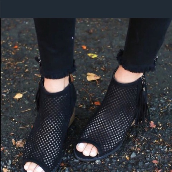 Black Peep Toe Booties - Picture 2 of 4