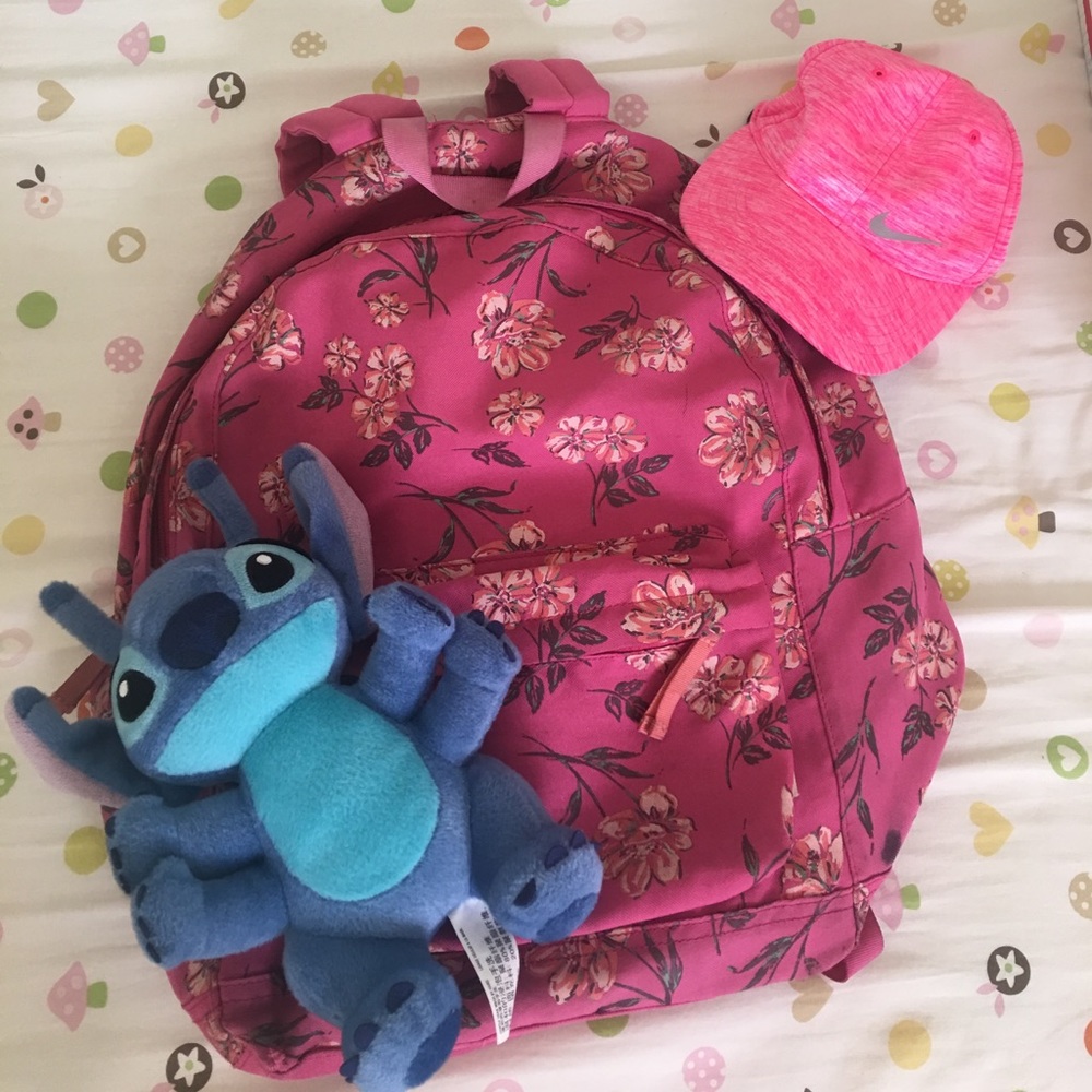 Hollister pink floral backpack