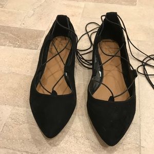 Black lace up flats
