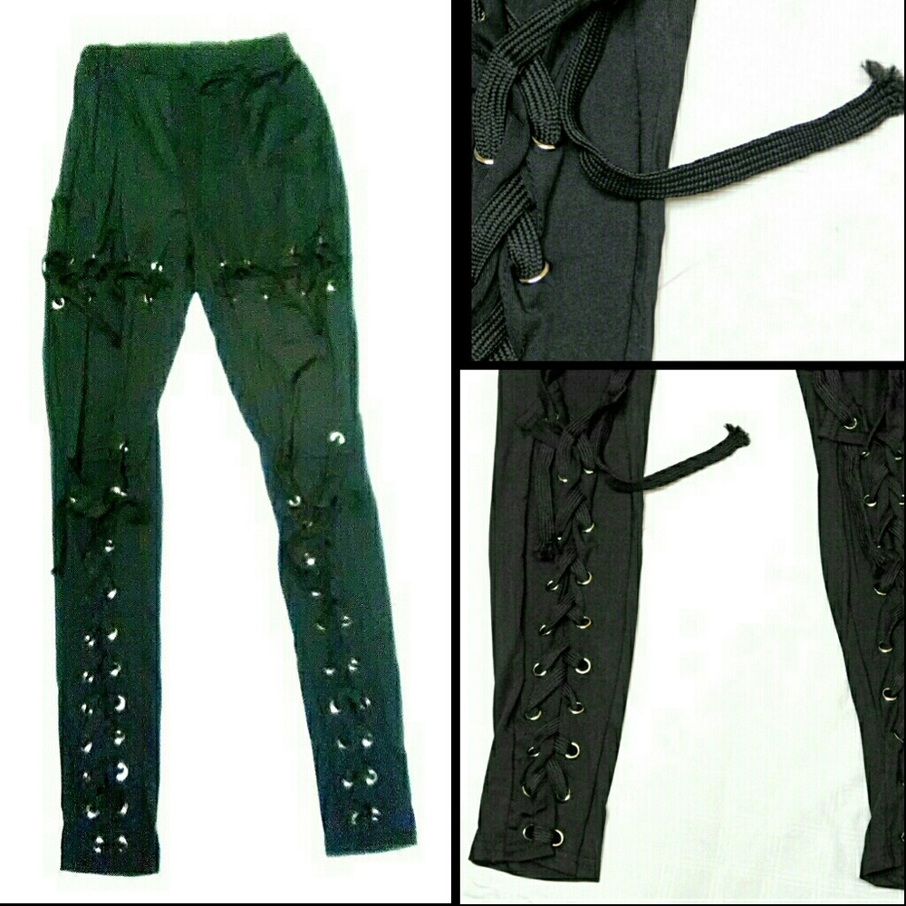 ✔✔SALE-1 LRG✔✔💕 💕SEXY LACE UP FRONT SKINNY JGNS - Picture 4 of 6
