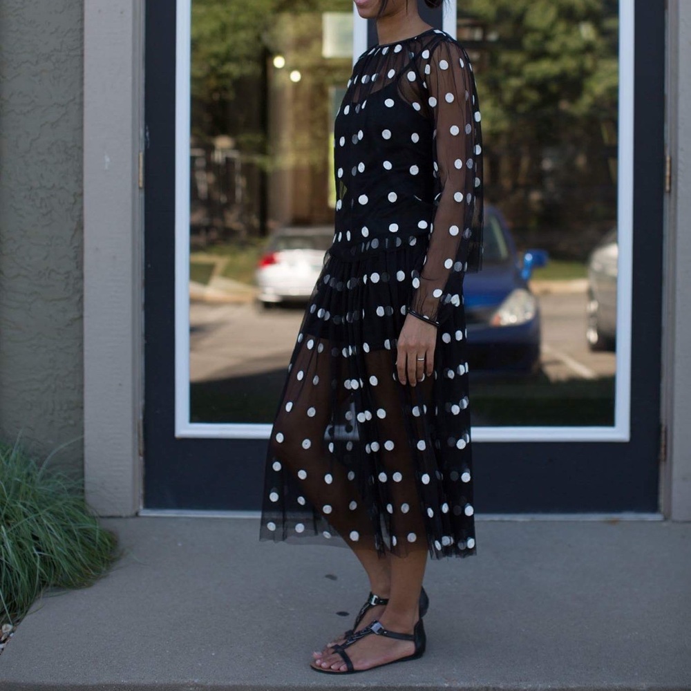 Black and White Polka Dot Skirt and Top (2-pieces)