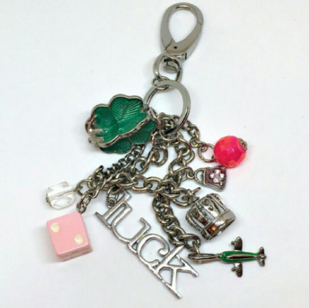 Luck key fob key ring four leaf clover