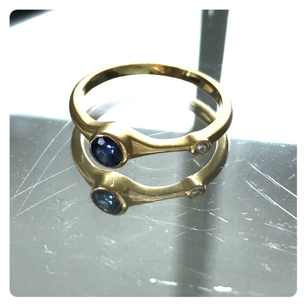Sapphire Diamond 18k Gold Ring