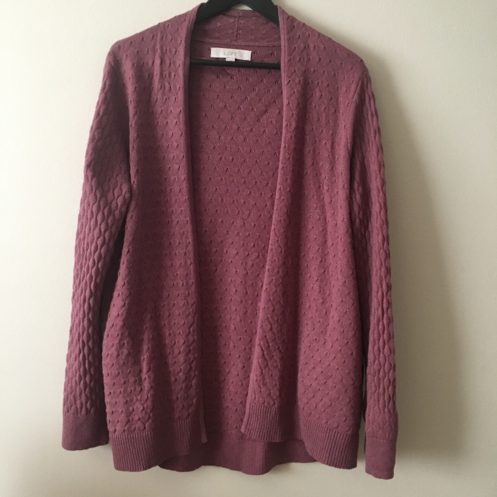 Loft Mauve Open Front Cardigan