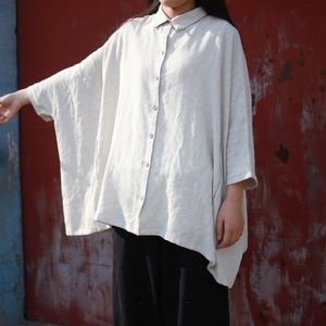Handmade linen button down