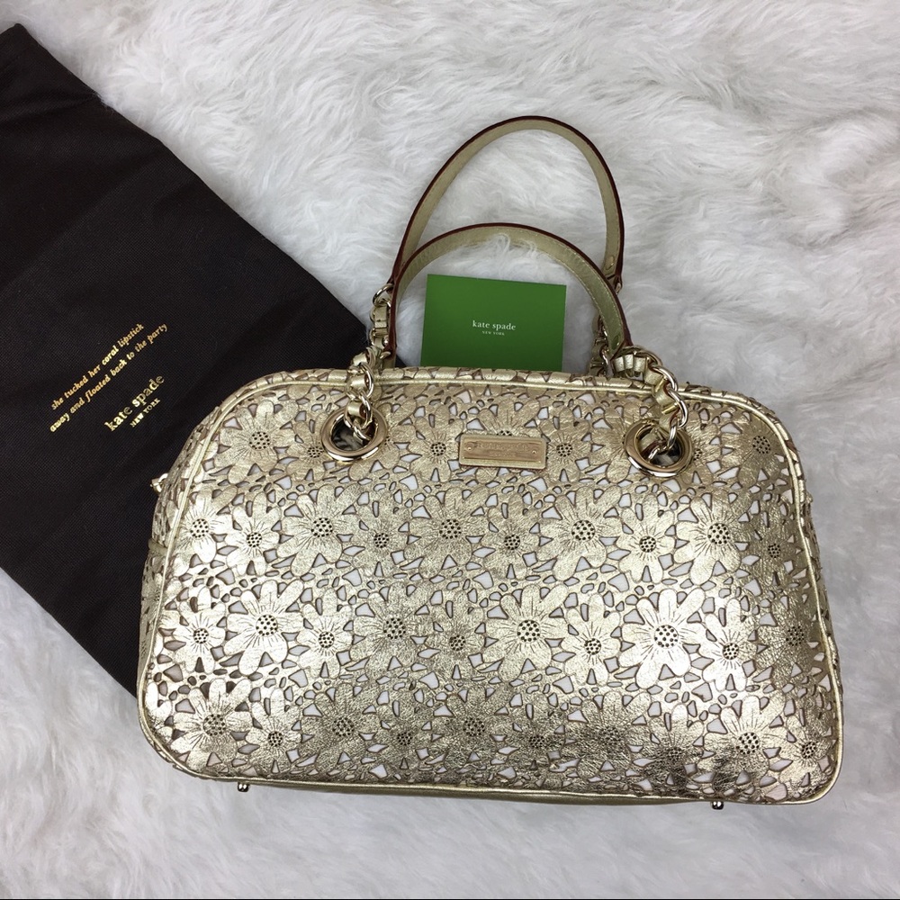 KATE SPADE Metallic Laser Cut Floral Purse