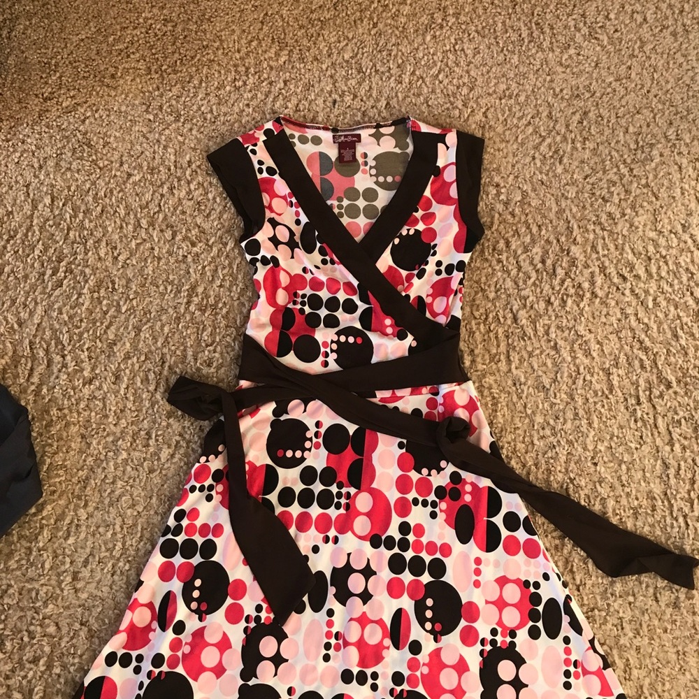 Cute Pink and brown Dress with waist ties