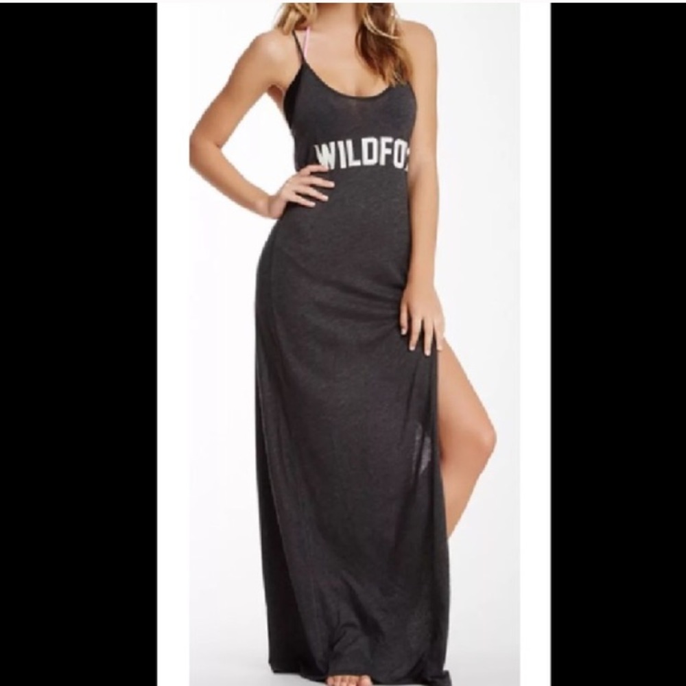 WILDFOX jetset charcoal maxi w/ side-slit. NWOT