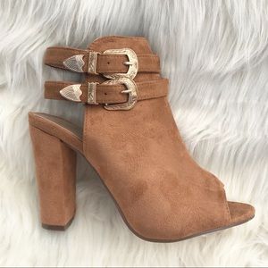 Tan Buckle Booties