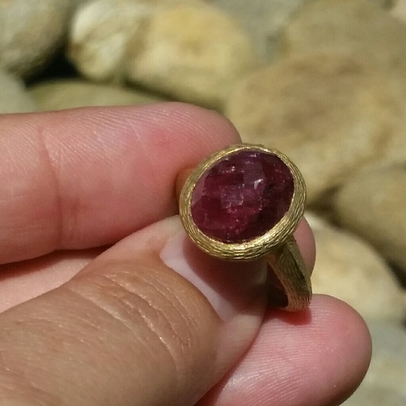 SOLD Fashion Forward Gold and Sterling Ruby Ring - Picture 2 of 4
