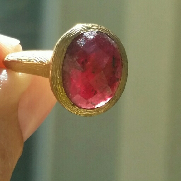 SOLD Fashion Forward Gold and Sterling Ruby Ring - Picture 3 of 4