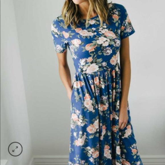 Journey Five Dresses - NEW Blue Floral Dress with Short Sleeves Journey Five Dresses - NEW Blue Floral Dress with Short Sleeves