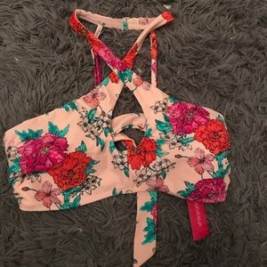 floral pink swim top
