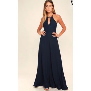 Lulu's Navy Floor Length Dress