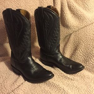 Black Leather Cowboy Boots Size 7 1/2
