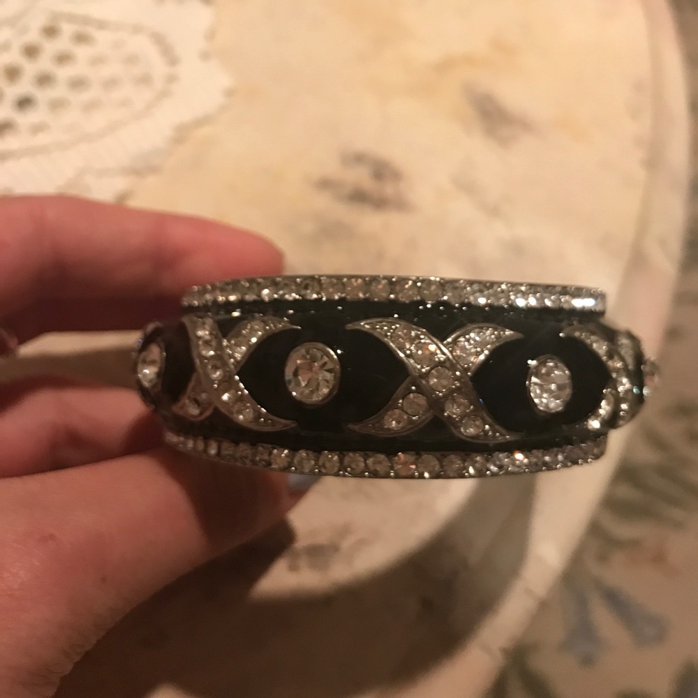 Black and rhinestone bangle