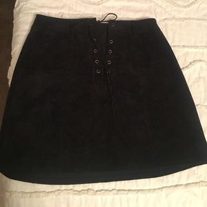 Black mini with lace up the front! Suede!