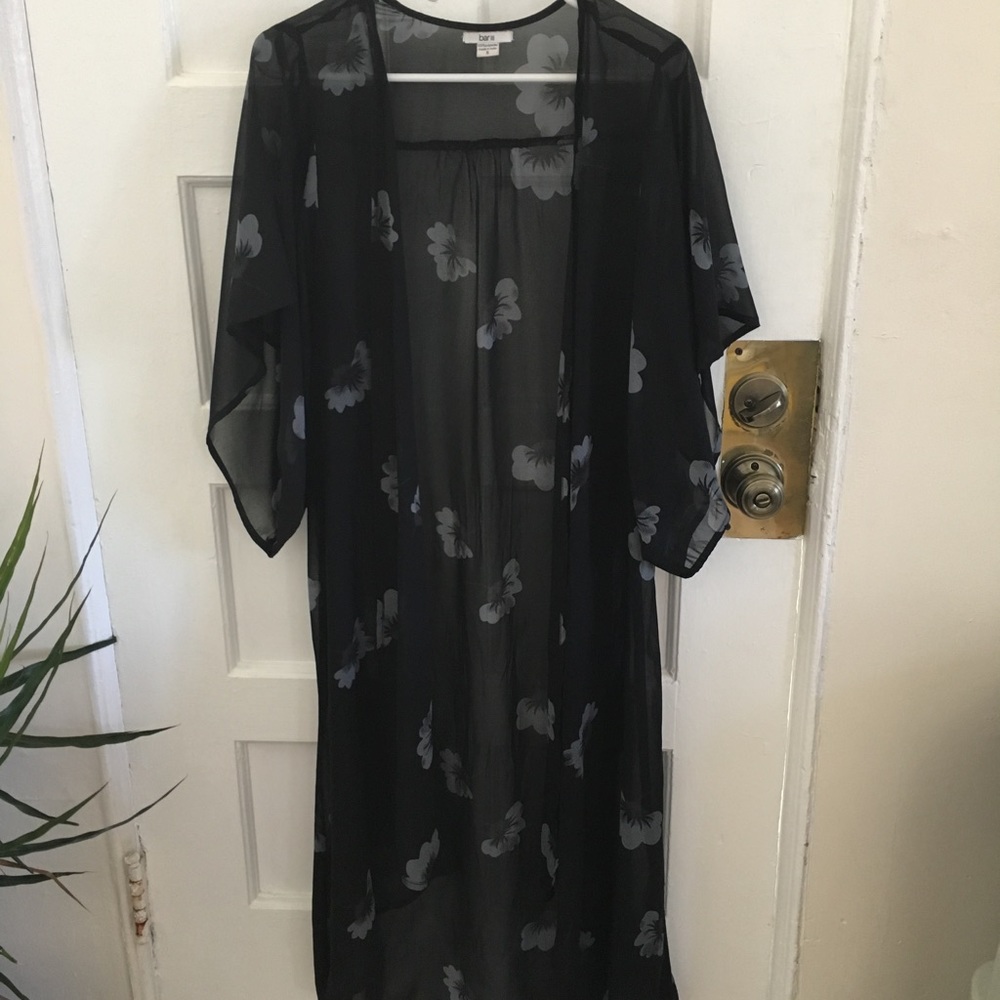 Black Floral MuuMuu Style Sheer Cover