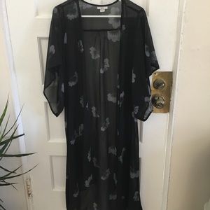 Black Floral MuuMuu Style Sheer Cover