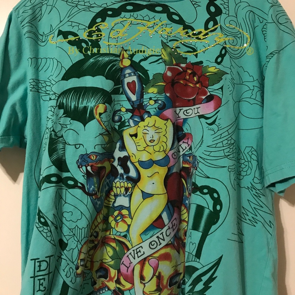 Ed hardy you only live once studded tee xxl