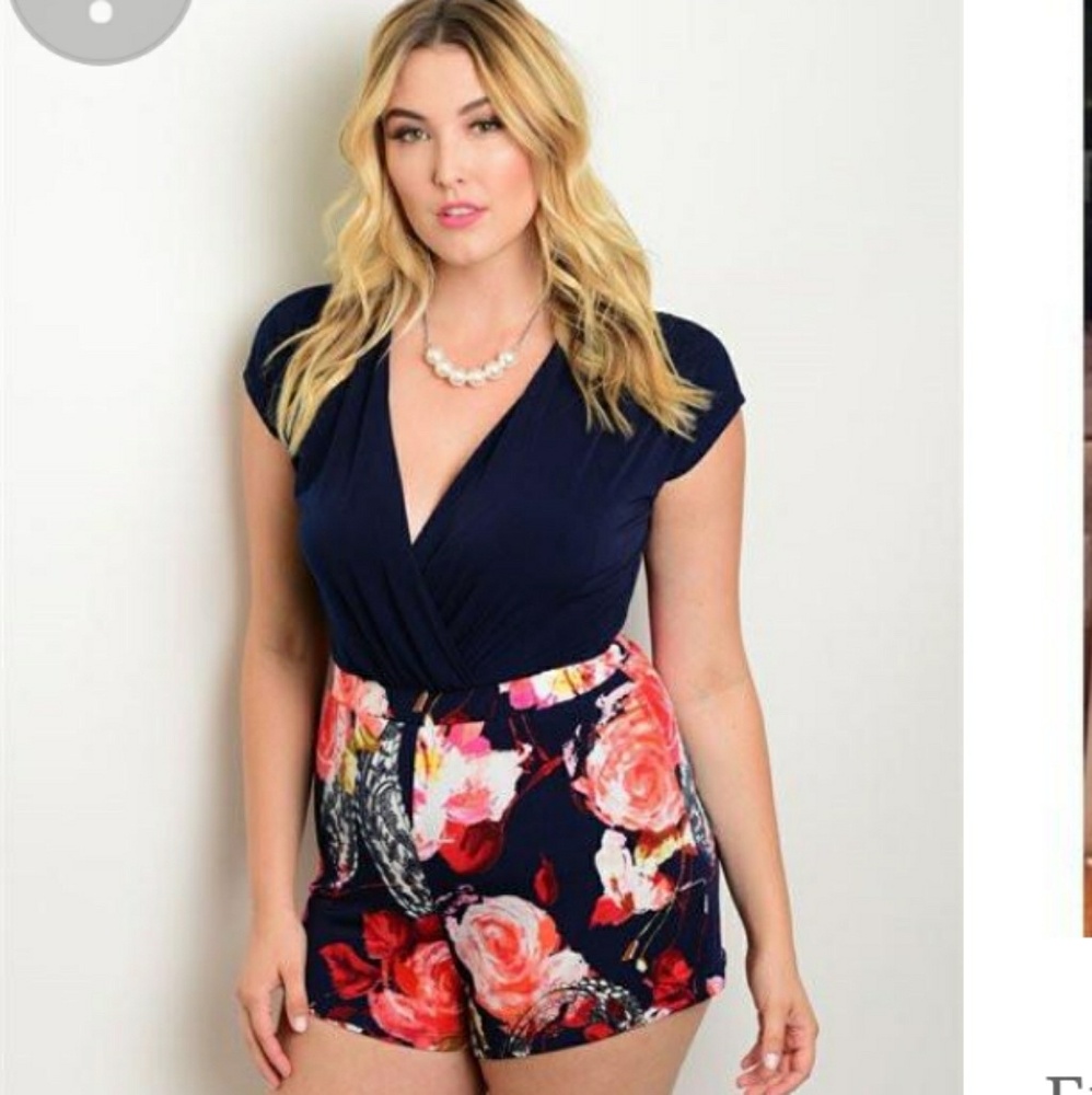Plus size floral romper