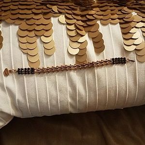 Alex & Ani Rose Gold Link Bracelet w/Black Stones