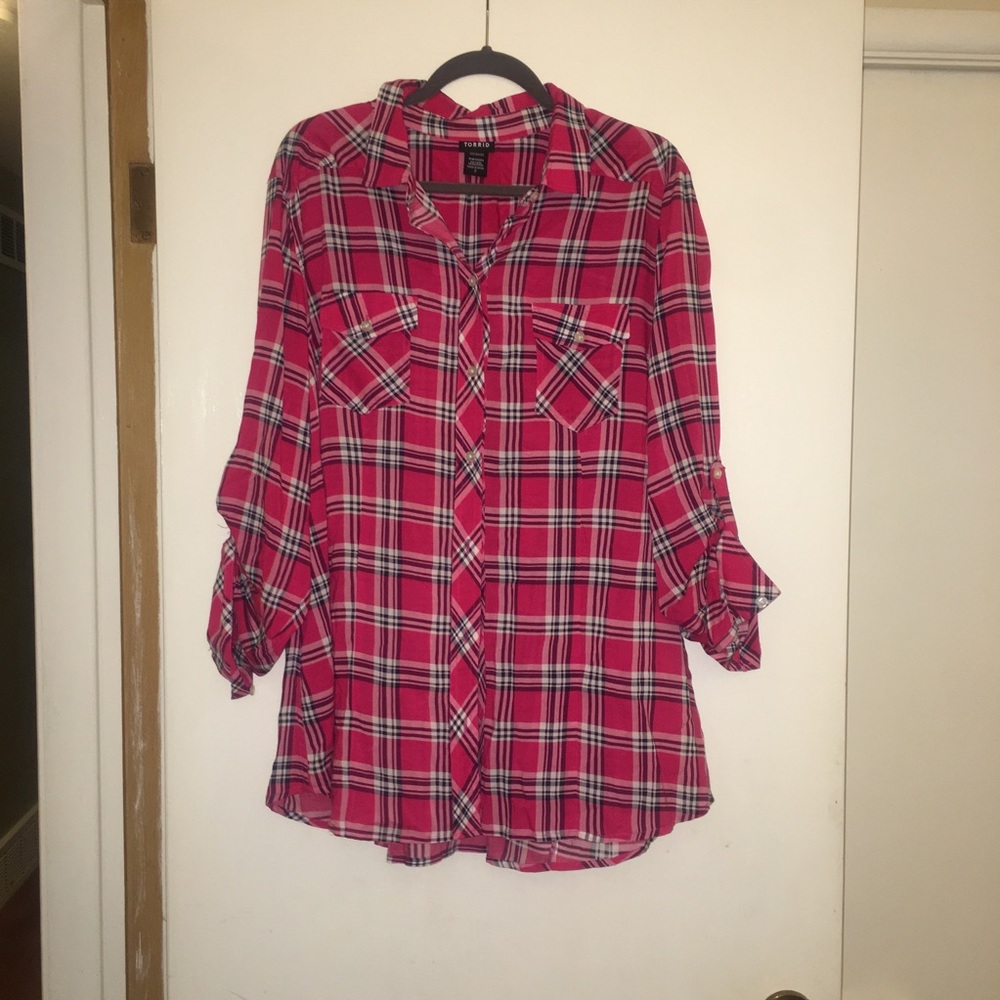 Torrid Pink Flannel Style Top