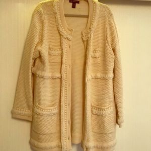Longline cardigan with gold thread