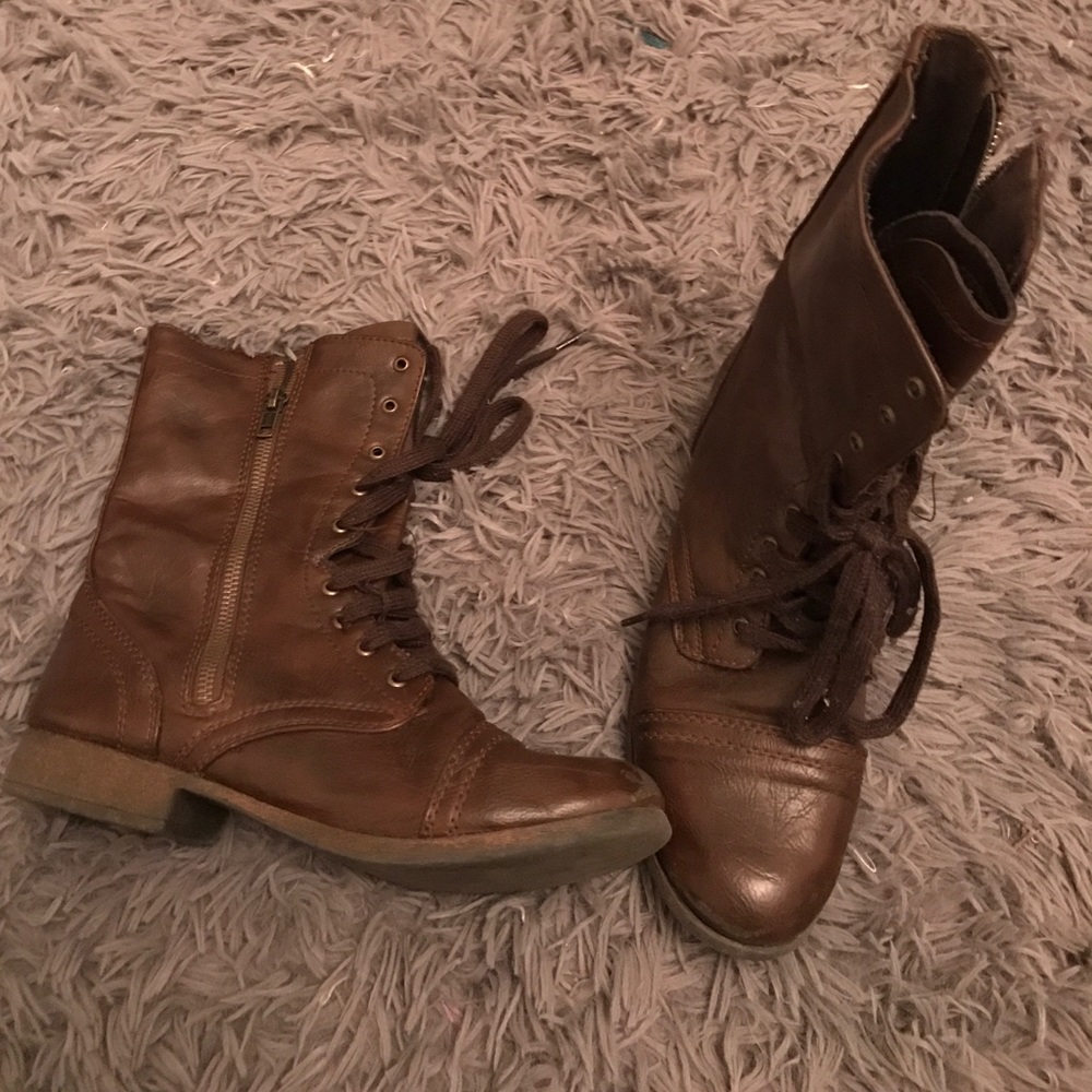brown combat boots
