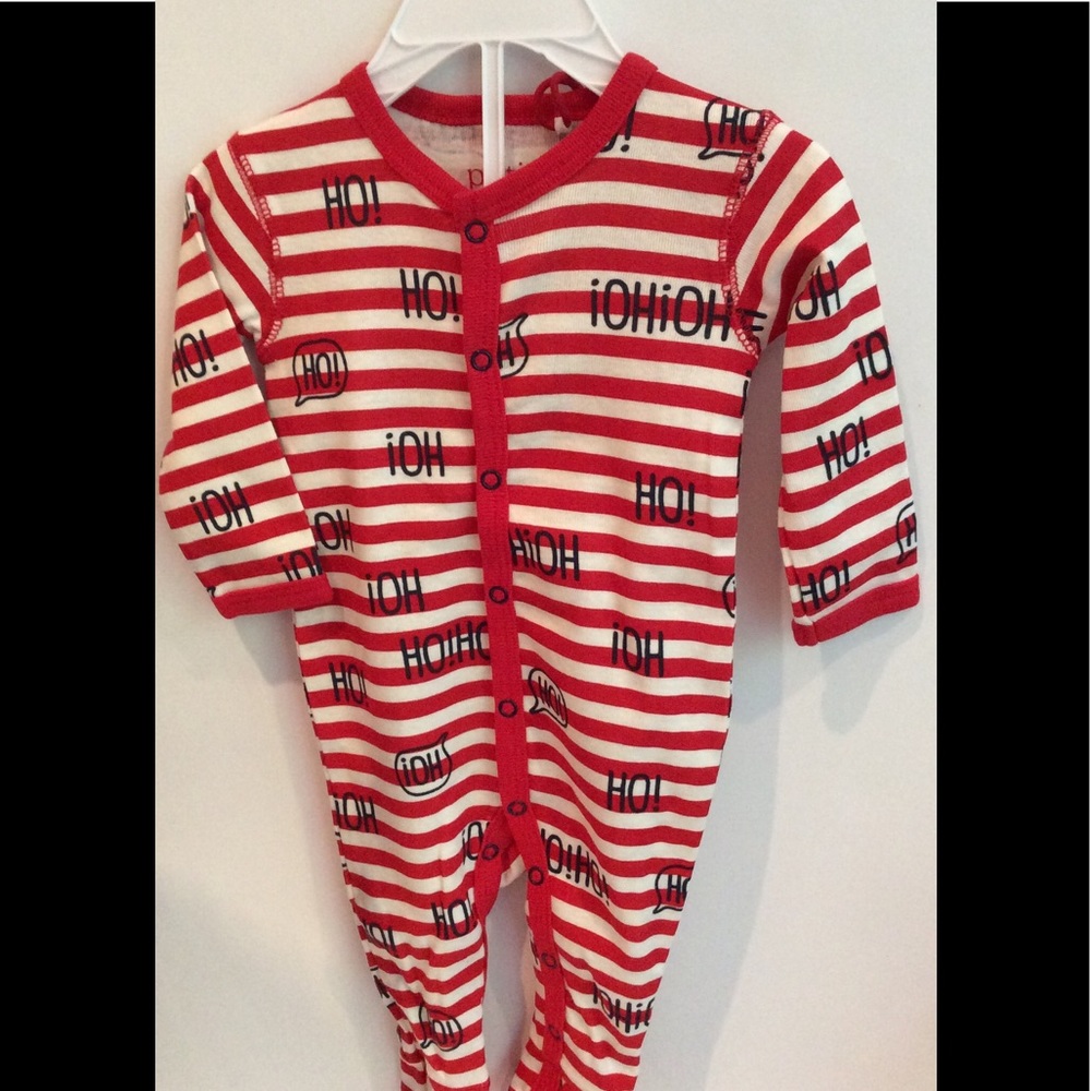 Petit Lem Penguin Ho Ho Ho Footed Pajamas-3M