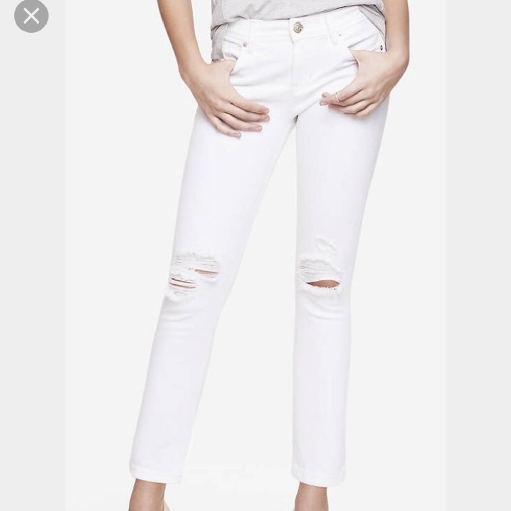 Express mid-rise distressed ankle legging jean