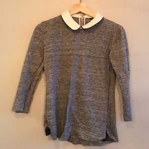 Peter Pan Collar Blouse with Leather Detailing