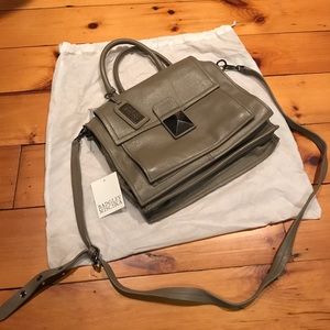 Badgley Mischka taupe handbag.