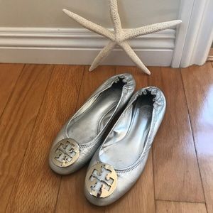 Silver Tory Burch flats