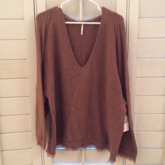 NWT Free People Irresistible V Sweater Brown - Picture 7 of 8