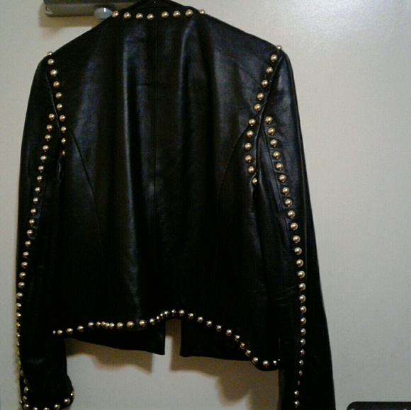 SOLD-Michael Kors Black Leather Jacket - Picture 2 of 5