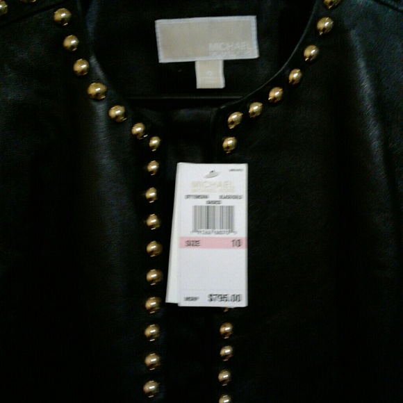 SOLD-Michael Kors Black Leather Jacket - Picture 3 of 5