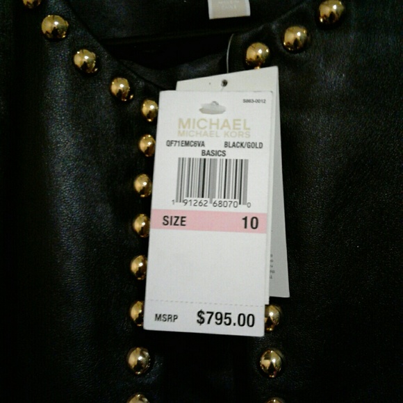 SOLD-Michael Kors Black Leather Jacket - Picture 4 of 5
