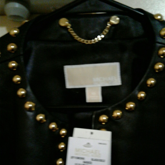 SOLD-Michael Kors Black Leather Jacket - Picture 5 of 5