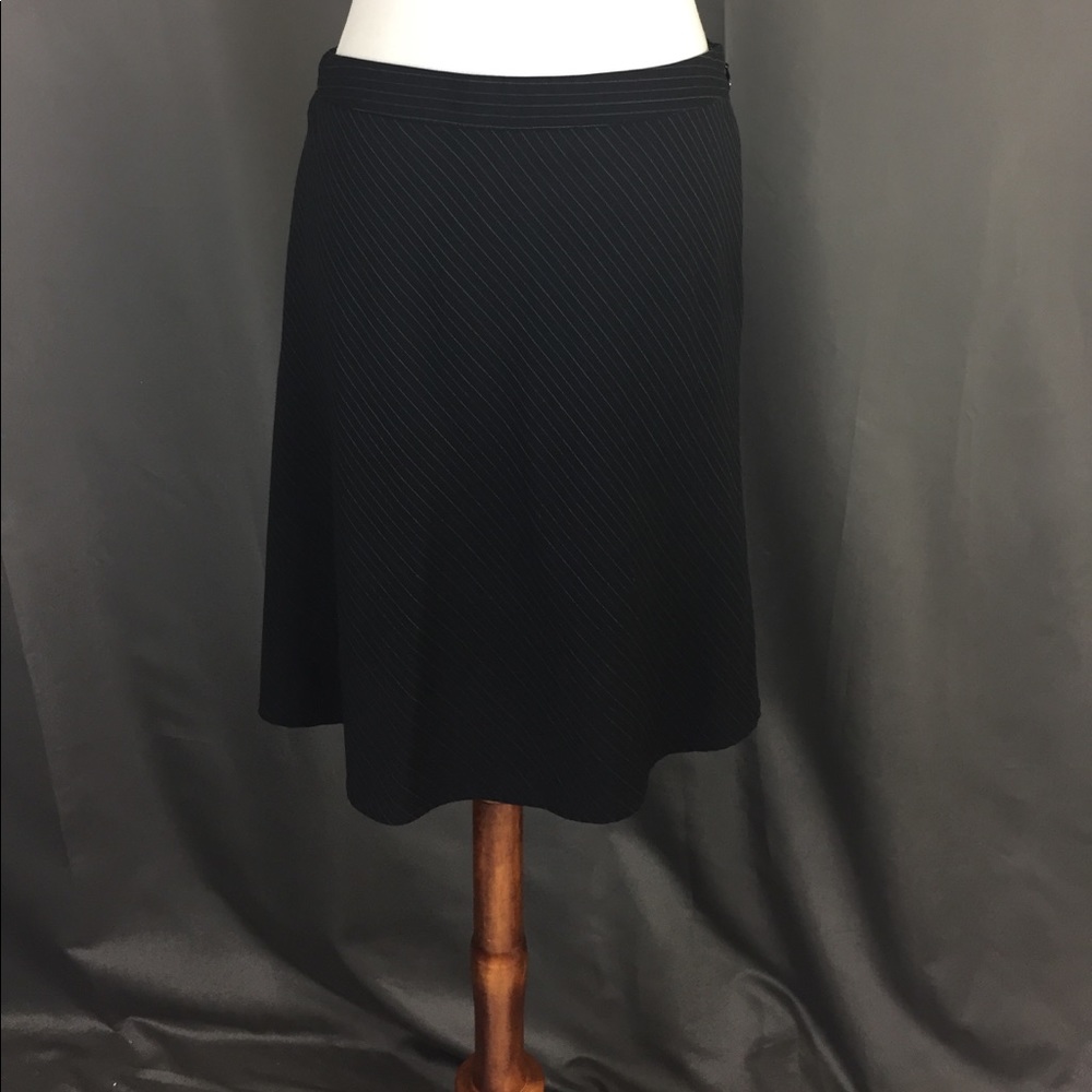 Loft navy blue pinstriped knee length skirt