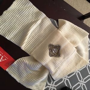 Anne Klein rhinestone and bead embellish scarf