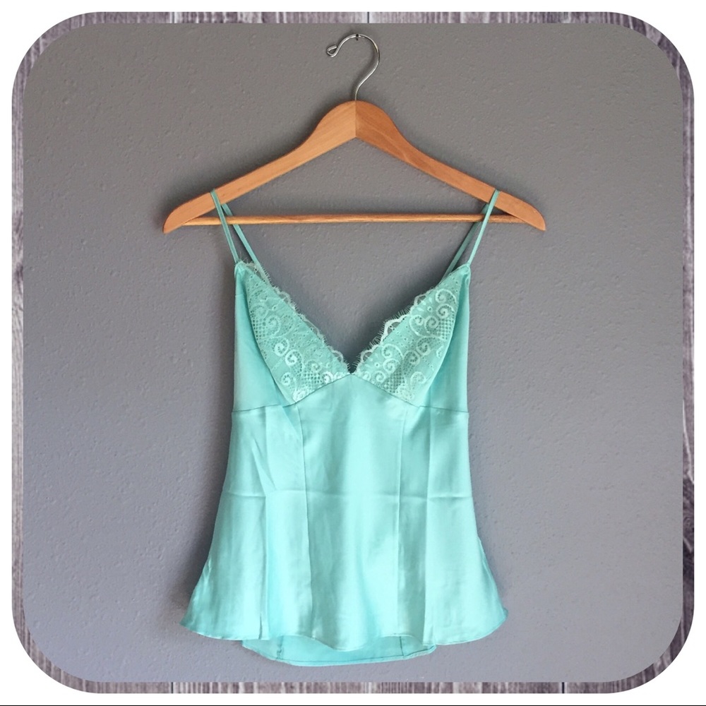 Guess, Satin and Lace Cami, Mint Green