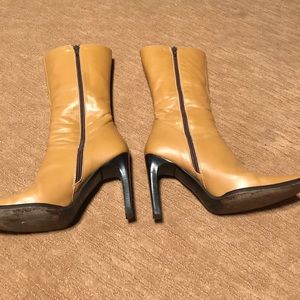 Beige, leather boots