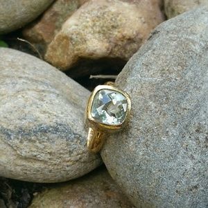 Green Amethyst Bezel Set Gold 925 Ring